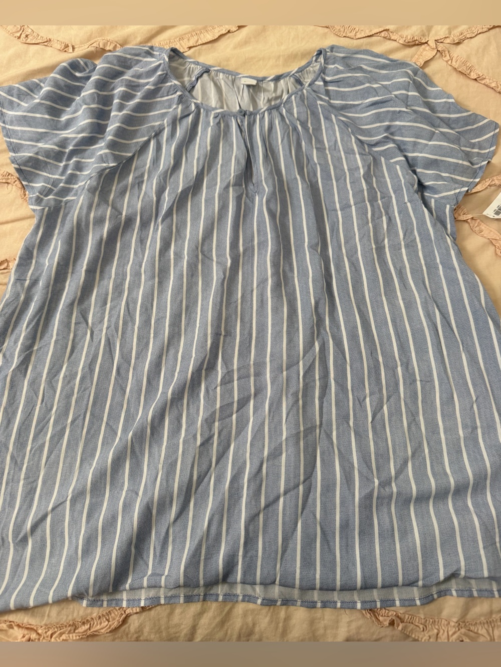 Old Navy Blue and White Striped Short Sleeve Blouse NWT